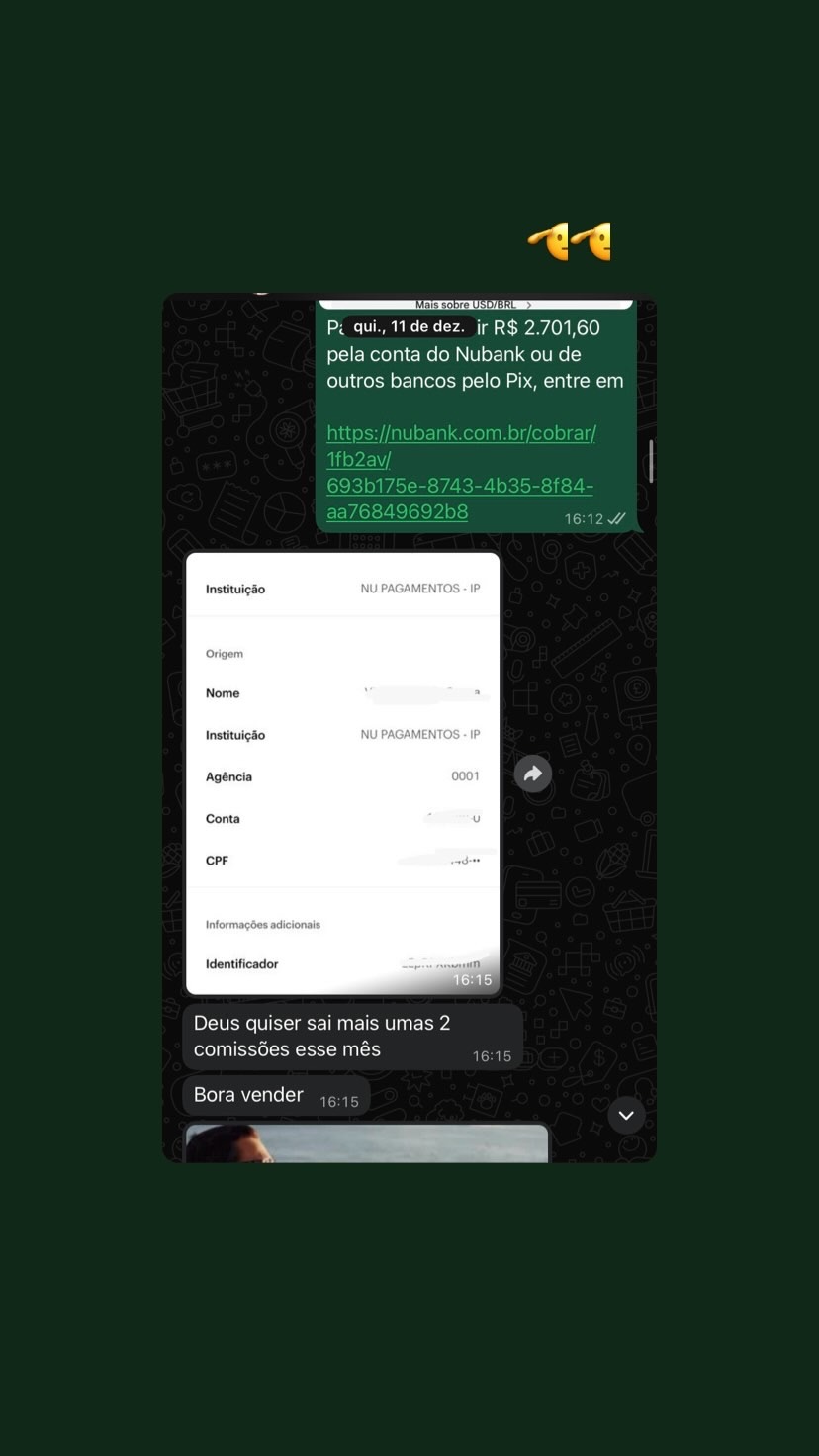Resultado real - pagamento recebido